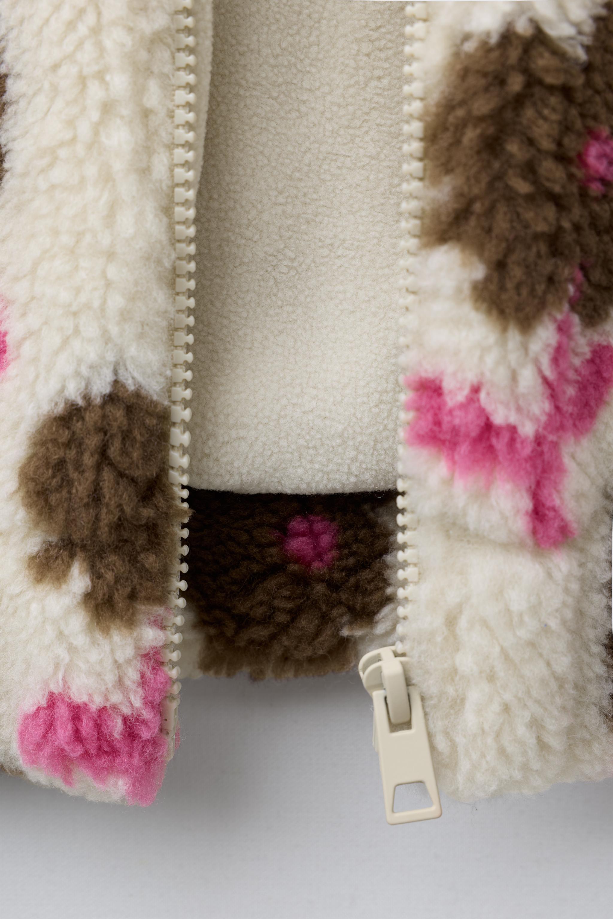 VESTE EFFET MOUTON À FLEURS